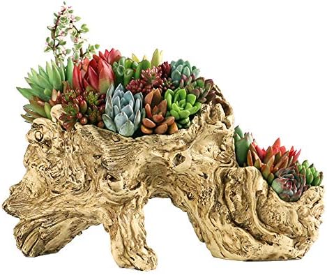 Faux Log Driftwood Planter Artificial Multilayer Planter Large Sculpture Holder Tree Root Flower Pot (Irregular)