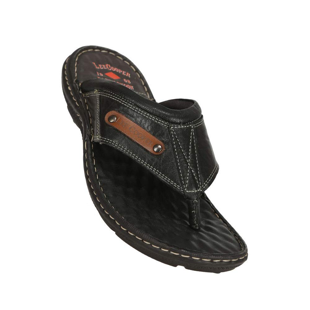 Lee Cooper Men Black Leather Flip Flops Thong Sandals_Black_42 (B07JM1L8CG) Amazon Price History, Amazon Price Tracker