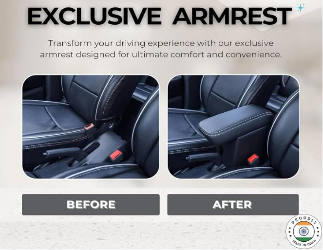 Image of Pabla Enterprises 2.0 High-End Car Center Armrest with Storage Compartment | Premium Comfort & Strong Build | Easy Installation Arm Rest Console Box for Ford Aspire Freestyle New Figo 2018+ - Black