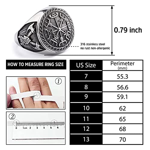 BAVIPOWER Viking Vegvisir Nordic Compass Valknut Odin Symbol Rune Celtic Knot Stainless Steel Ring Powerful Guidance Pagan Jewelry4