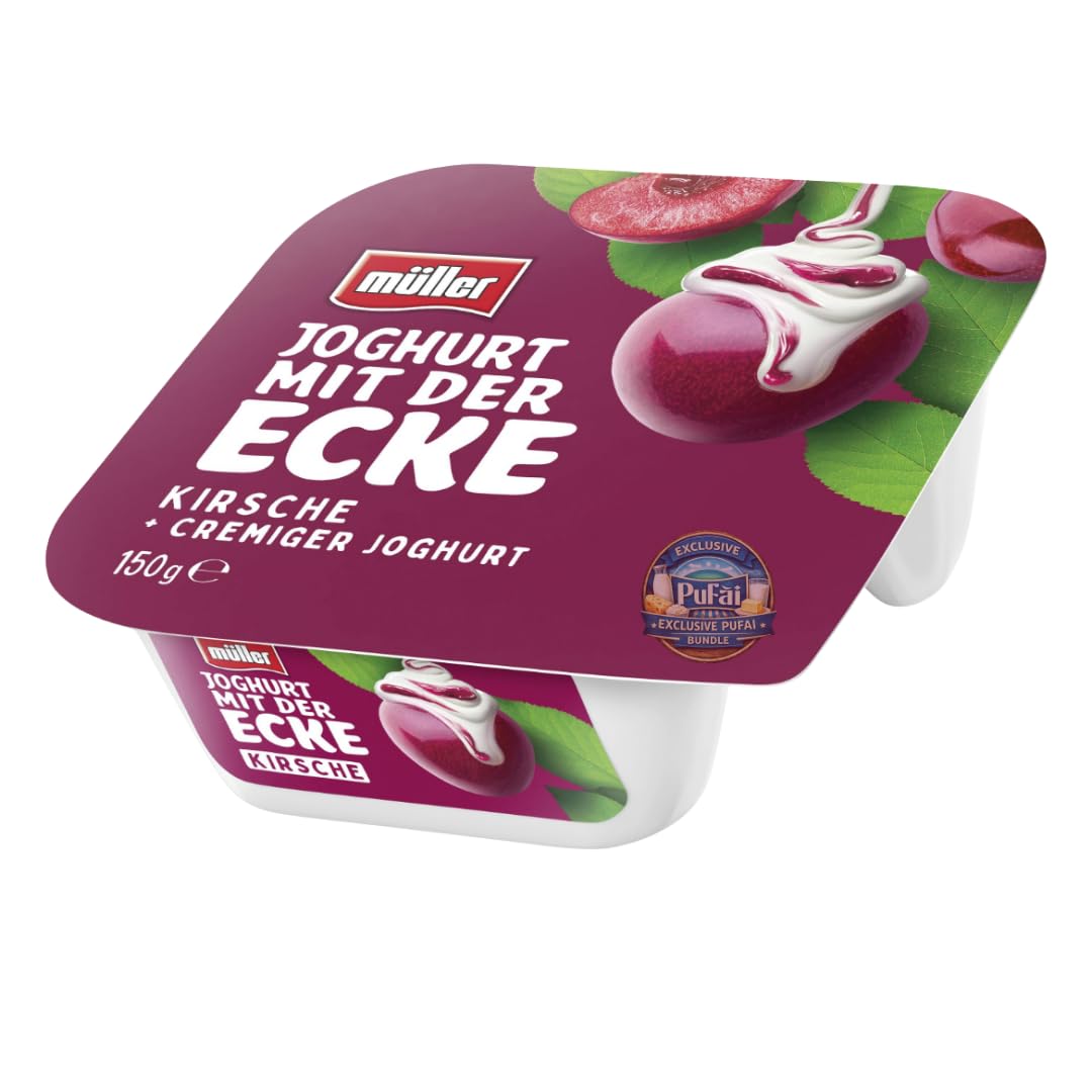 PUFAI Bundle – Müller Joghurt mit Kirsche & Knusper-Ecke 150 g | Cremiger Joghurt mit Fruchtzubereitung | Dessert & Snack | Kühlprodukt (8)