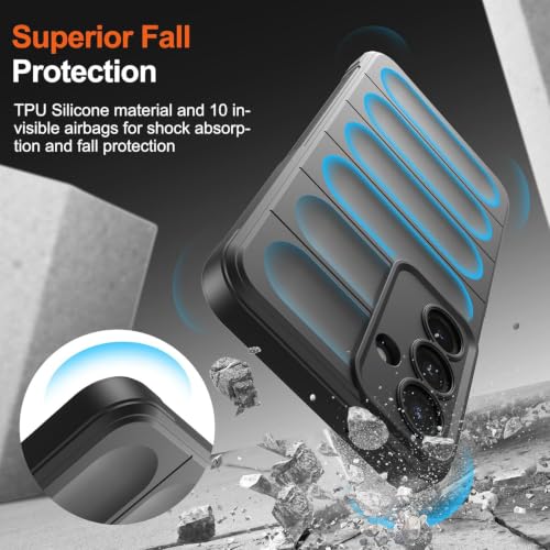 Image of ShieldTech AirGuard Series Back Cover Case for Samsung Galaxy S24 FE 5G | Microfiber Lining | Airbag Cushion Drop Protection | Silicone Cover Case | Anti Slip Grip - Black for Samsung Galaxy S24 FE