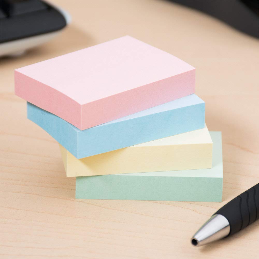 1InTheOffice Small Sticky Notes 1.5 x 2, Pastel Sticky Notes, Colored Sticky Notes, Assorted 100 Sheets- 24/Pack - Image 2