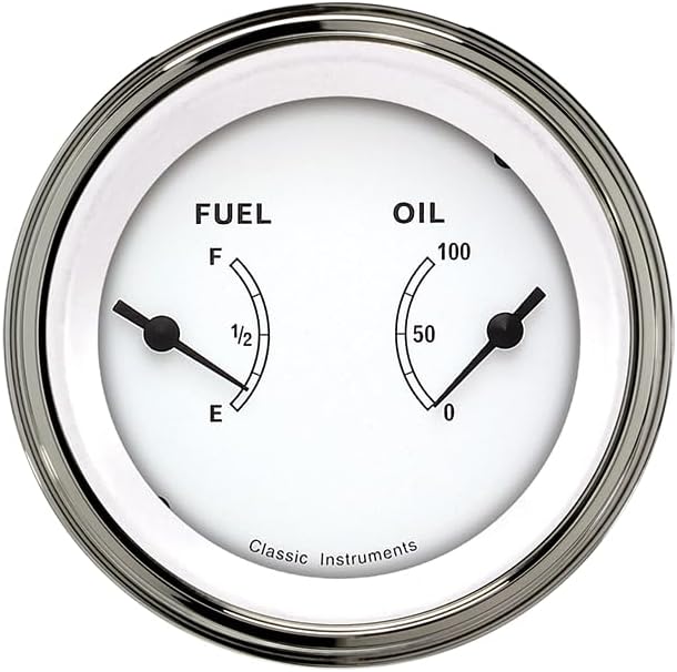 Classic Instruments CW72SLF Classic White 3 3/8"" Dual Gauge - Fuel Gauge & Oil