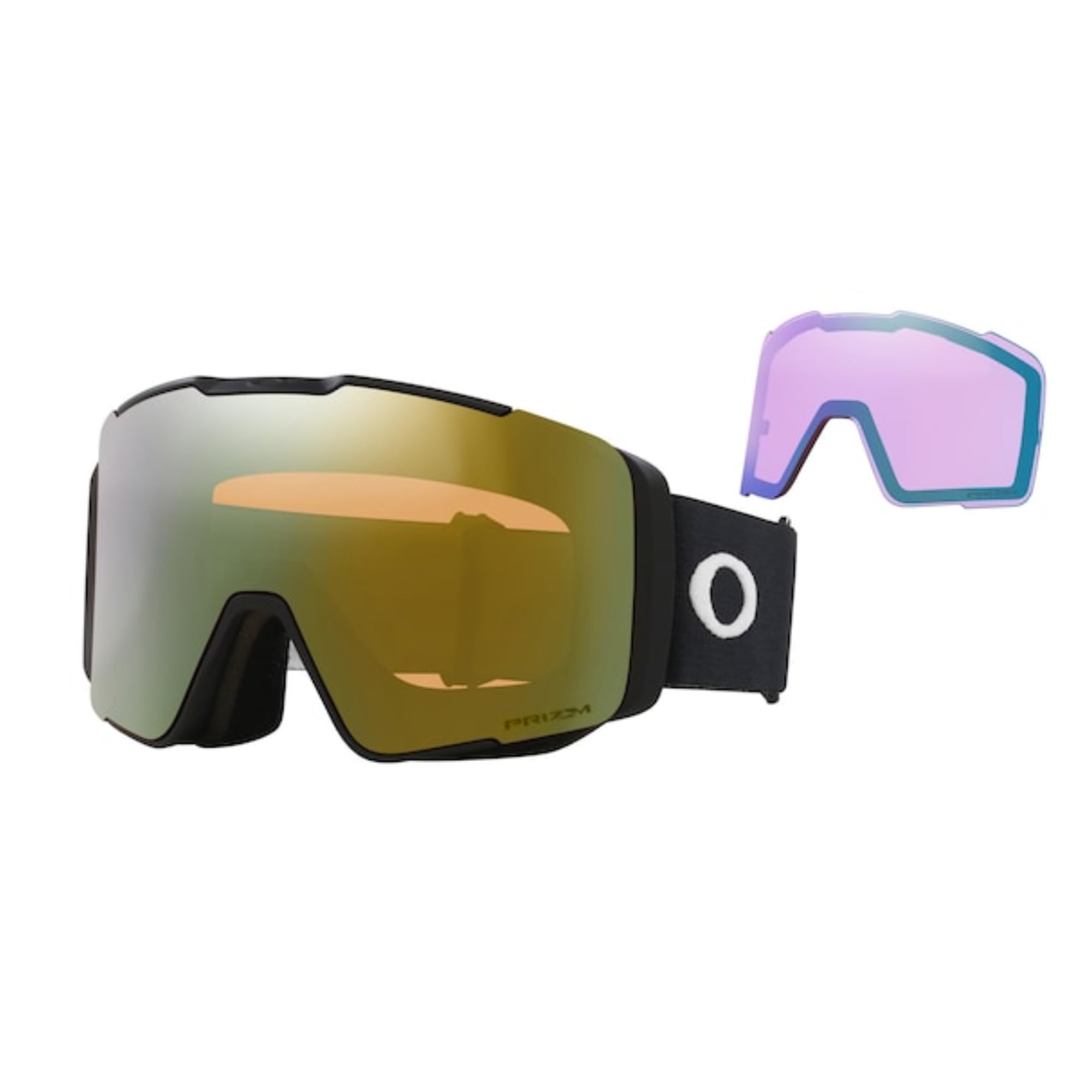 Oakley Line Miner Pro L OO7136 Matte Black/Prizm Sage Gold Ski Goggles For Men For Women + Spare Prizm Iced Iridium Lens+ Bundle Accessory Leash Kit, Microfiber Pouch
