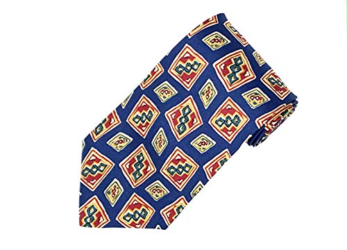 Bleu géométrique avec des carrés jaunes et rouges 100% soie cravate Convient à la plupart des occasions et fait un cadeau parfaitCardinale Cover