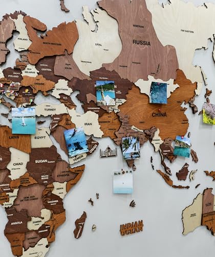 Image of Woodsify 3D Wooden World Map Wall Decor Office Wall Decoration Items, Birch Plywood - 2Xl Full Pack Map With Countries, States, Capitals Name 3D Wooden World Map Diwali Gift (98 inch 57 inch Inch)