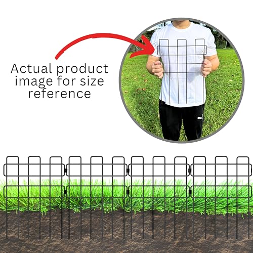 ShopLaLa Garden Fence Animal Barrier (Total 10 ft) 10 Panels, 16.5 Inch, Small and Short Decorative Outdoor Dog Fence, Metal Fencing Plant Protectors from Pet Rabbit Yard, No dig Wire Fences Border - Thumbnail 5