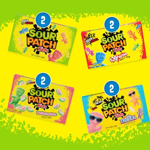 SOUR PATCH KIDS Soft & Chewy Candy Variety Pack Large Gift Box, Bulk Christmas Candy Stocking Stuffers, 8-3.5 oz Boxes