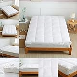 Deep Thick Duck Feather Luxury Mattress Topper Down Proof Box Piped Edge 7cm Luxury Quality Box Stitched & Elasticated Corner Straps (UK SMALL DOUBLE Size 135cm x 190cm+7cm) - Image 1