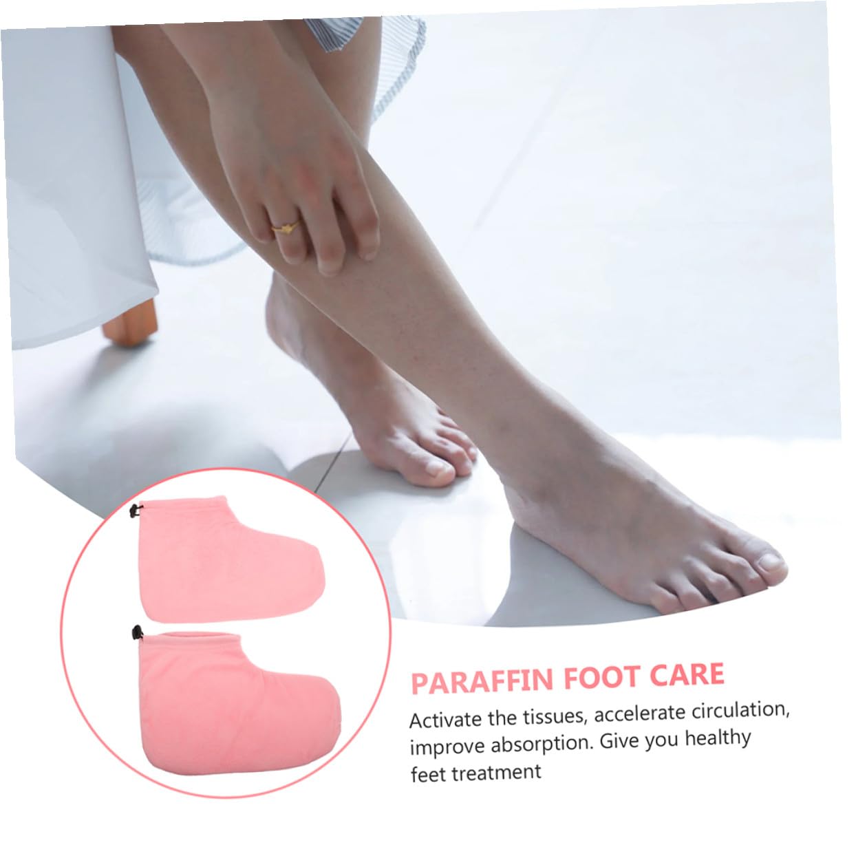 2pairs Paraffin Wax Therapy Foot Covers Moisturizing Foot Wraps for Cracked Heels Light Pink Gray Reusable Heat Retaining Treatment for Home Salon Use