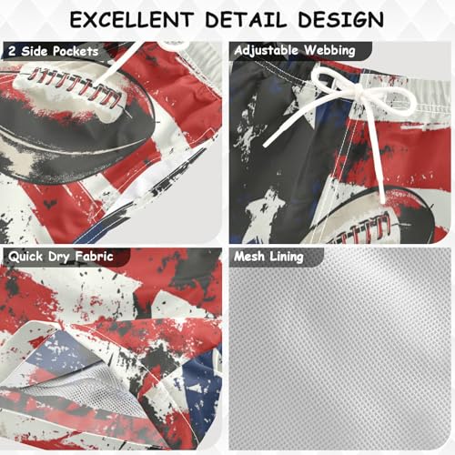 Boys Beach Board Shorts Sport America Flag Rugby Swim Trunk Teen Swimwear3