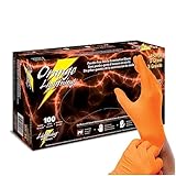 Atlantic Safety Products Orange Lightning Exam Gloves, Disposable, Powder-Free Nitrile Gloves, Orange, Extra Large, 100-Ct