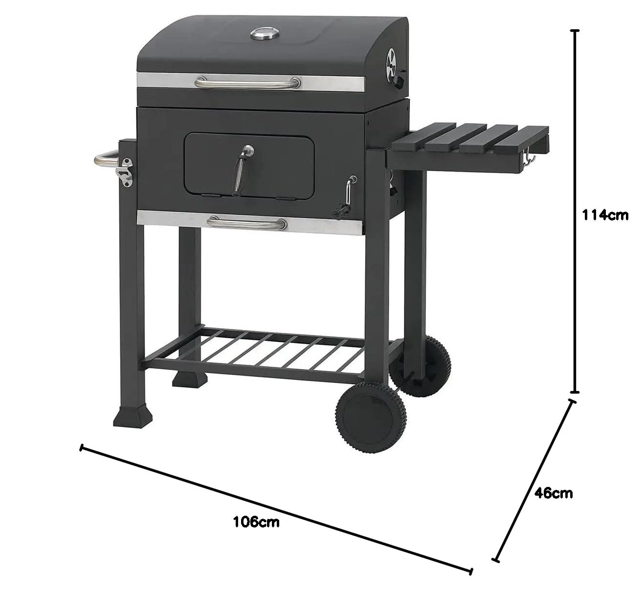 BRICOZONE Barbecue A Carbone In Acciaio Con Termometro Integrato Griglia Regolabile In Altezza