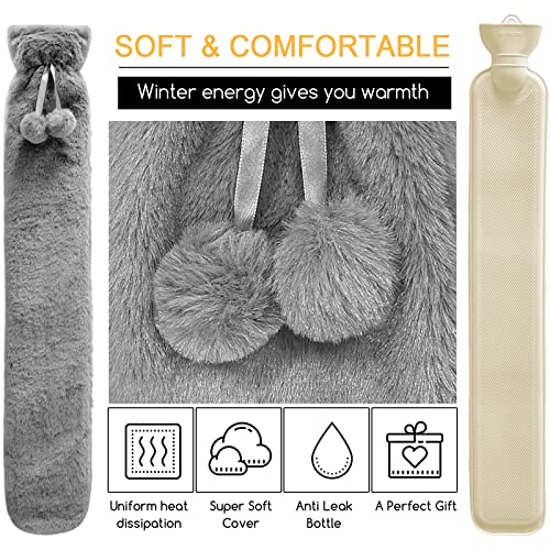Wärmflasche Jsdoin Jsdoin Extra Lange Heißwasserflasche mit Super Weichem Fleece Gemütliche Abdeckung 72CM Große Heißwasserflasche Hand Füße Wärmer, Nacken und Schultern Schmerzlinderung