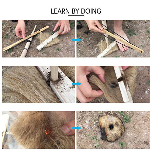 Poste de madeira, Andoer Kit de perfuração de arco para prática de sobrevivência em madeira primitiv