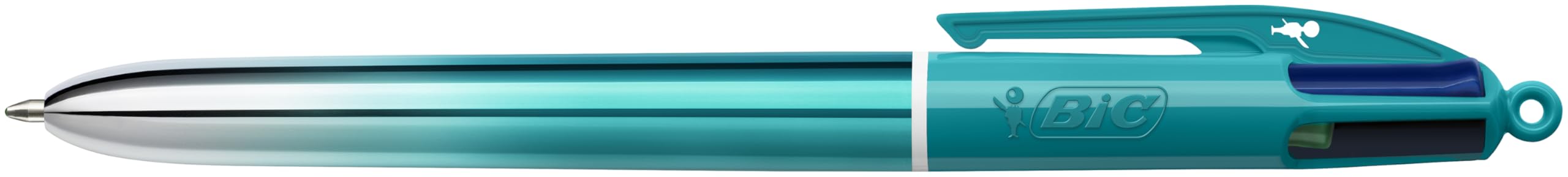 Penna sfera a scatto 4 Colori Smooth - 1.0 mm - fusto verde acqua - Bic - conf. 12 pezzi