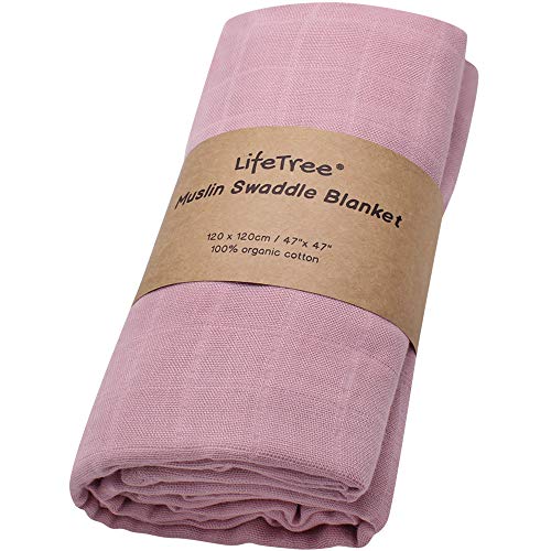 LifeTree Copertine in Mussola | 100% Cotone Biologico 120 x 120 cm | Morbido Unisex Copertine Avvolgenti | Regalo Perfetto per il Bambino