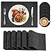 Tovagliette (Set di 6), Tovagliette Americana, PVC, Antiscivolo, Resistente al Calore, Resistente Allo Sporco e Lavabile, Adatto per Tavolo da Pranzo e Cucina (Nero-45x30 cm, 6 Sottobicchieri)