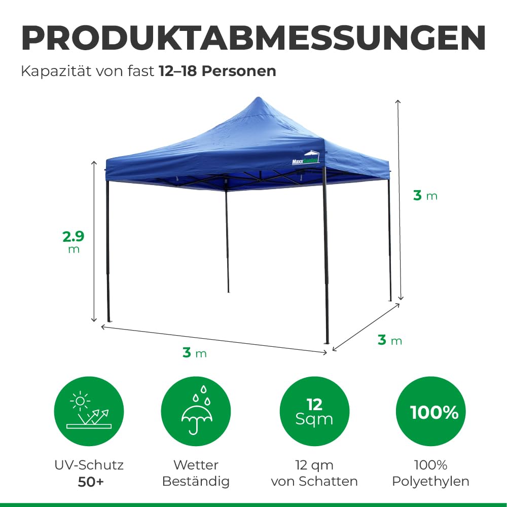 YITAHOME Pavillon 3x3m Mit Sandsäcken - Pop-Up Gartenzelt Mit UV-Schutz