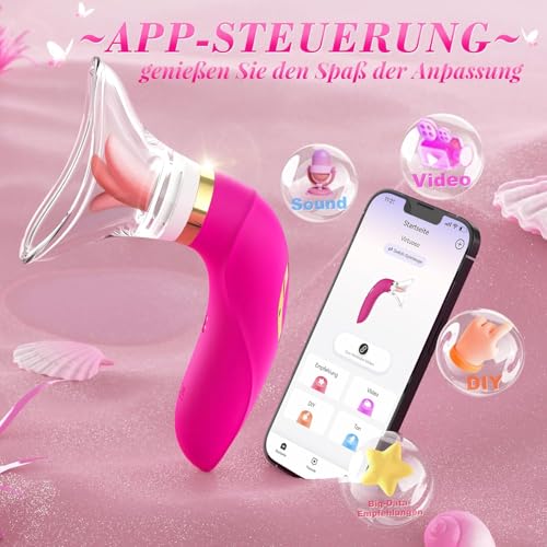 Vibration für Frauen Dildo Vibrator Sex Spielzeug für Paare Klitoris Lecken Sauger mit APP, Sexspielzeug Vibratorensets für Frauen Sex Stimulation mit 8 Saugen 5 Zungemodi Sex Spielzeug für die Frau – Bild 5