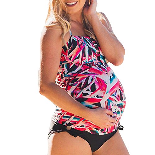 Gusspower-Traje de baño de Mujeres Embarazadas Bikini Estampado Mujeres Cómodo Traje de baño Sexy Top + Pantalones Cortos Talla Grande