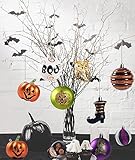 SVNVIOZ 16pcs Shatterproof Halloween Baubles Ornaments, Naughty Pumpkin Decorations, Hanging Tree Balls Pendants for Halloween Party Decorations - Image 6