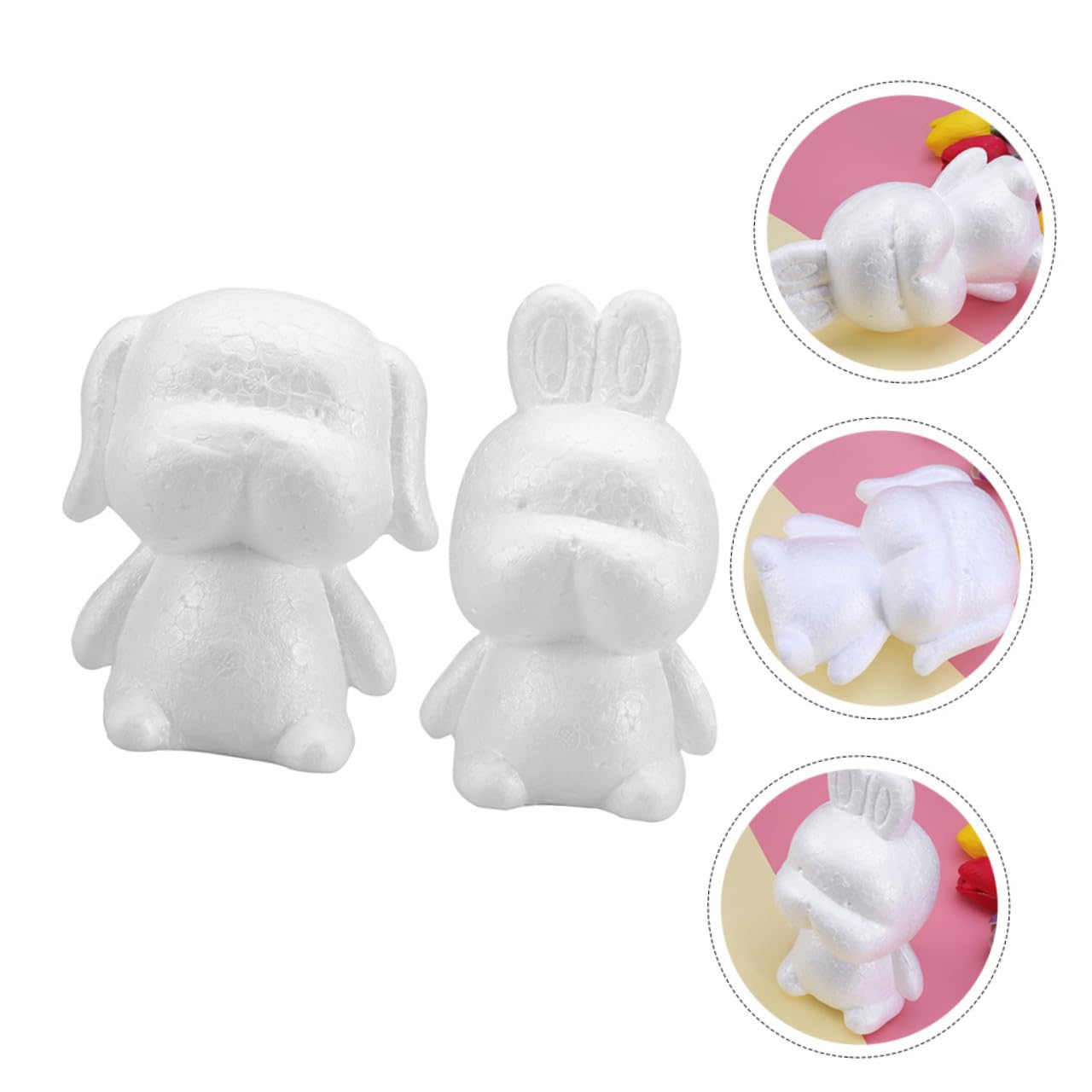 jojofuny 3 Set Modello Vuoto in Schiuma Polistirolo Piccoli Animali Coniglio Creativo Decorazione Natale Cucciolo Fai da Te Decorazione per Feste di Nozze Bianca 2 Pezzi*3