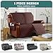 Ruaozz Waterproof Recliner Sofa Covers, 1-Piece Couch Covers for Reclining Couches Reclining Couch Cover Washable Furniture Protector with Elastic Straps Pocket for Kids Pets (Coffee, 2 Seater)