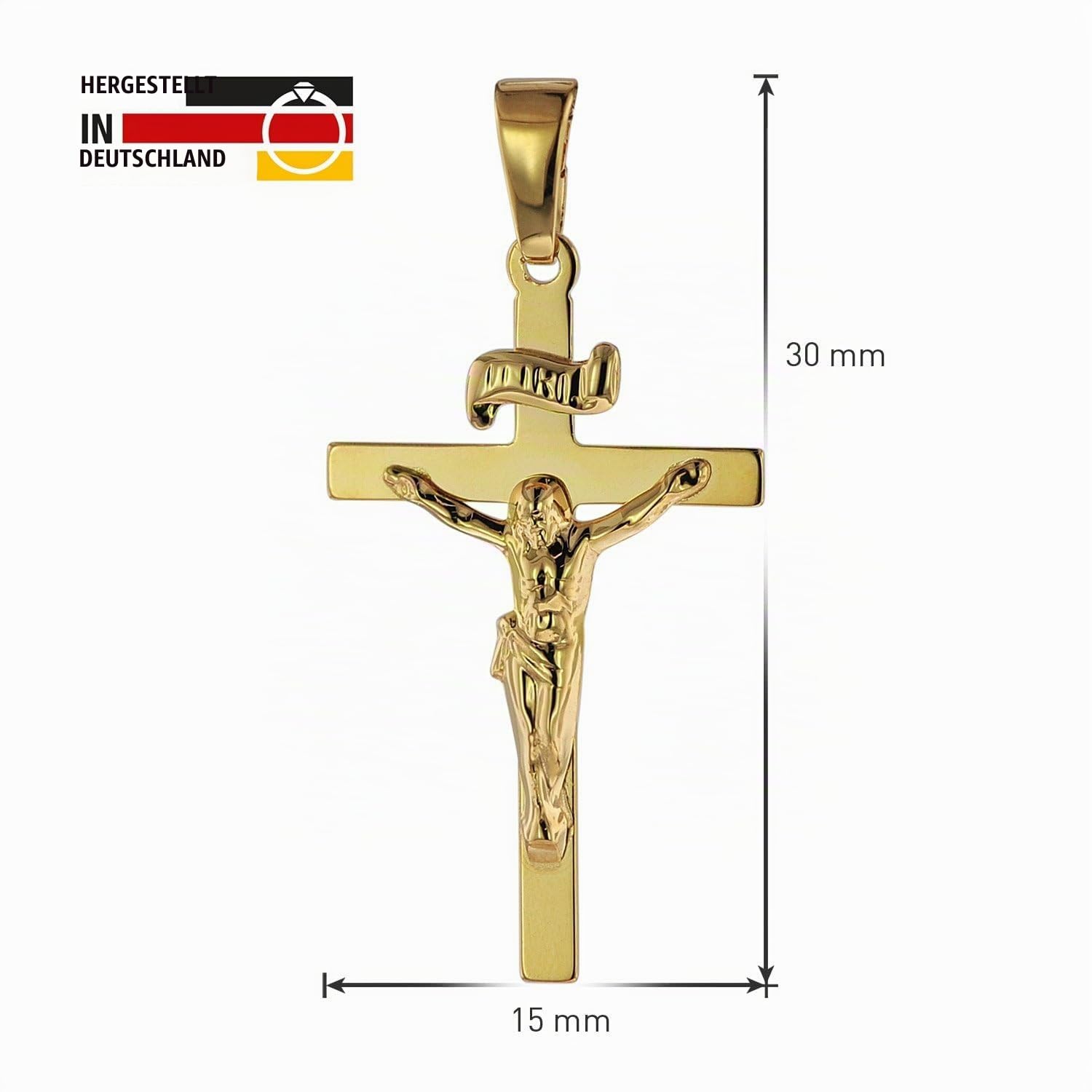 trendor Anhänger Kruzifix 585 Gold/14 Karat 24 x 15 mm 75642