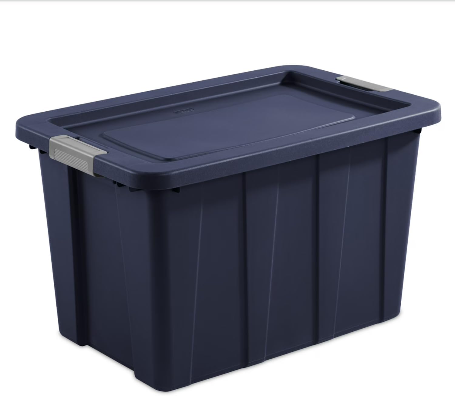 30 Gallon Tuff1 Storage Tote,Stackable Bin with Latch Lid,Dark Blue Tuff1Tote Rugged Plastic Bin,Plastic Containers for Organizing Garages, Basements