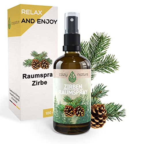 CozyNature® naturreines Zirbenkiefer Duftspray | Raumspray | Sauna Spray | 100ml Zirbenspray in der Glasflasche (Zirbe)