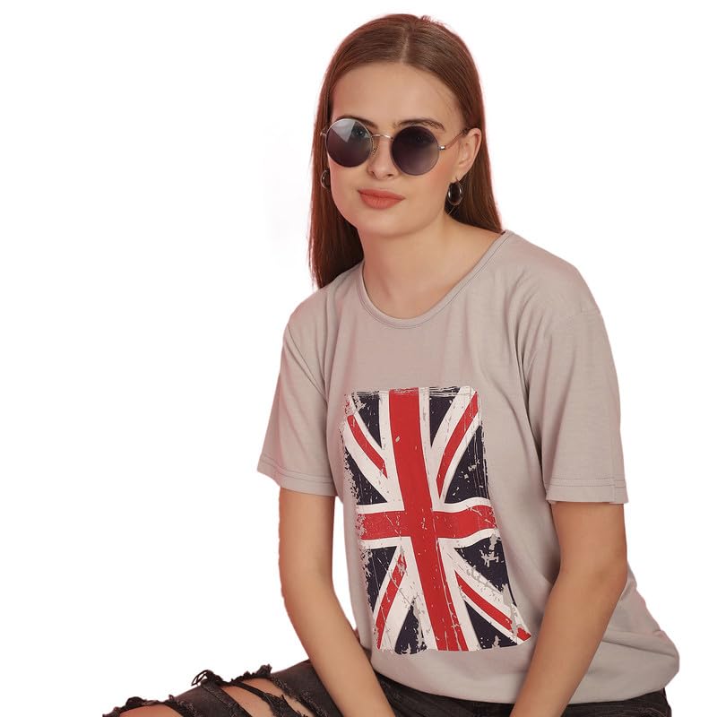 Image of Round Neck Cotton Printed Women Regular Fit Tshirt-P1950