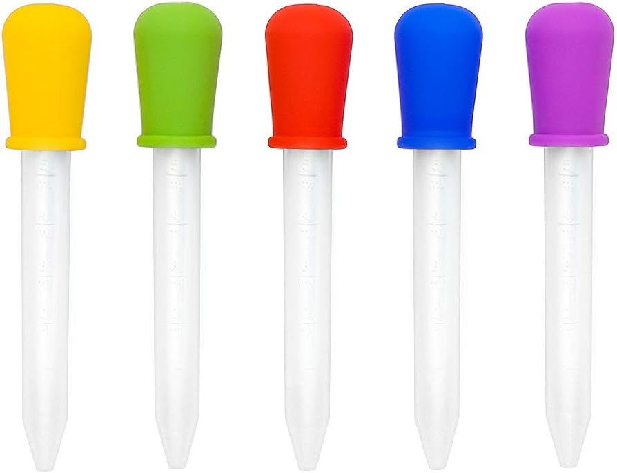 Eye Dropper, Kmeivol Medicine Droppers for Kids, 5 ML Silicone and Plastic Liquid Dropper, Paint Jello Gummy Bear Ice and Lego Mold, Essential Kids Dropper for Candy Molds