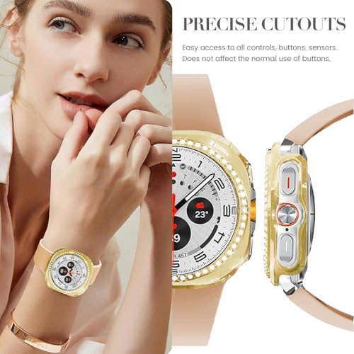 DEALELE [6-pak] Etui kompatybilne z Samsung Galaxy Watch 7 Ultra (47 mm), błyszczące etui ochronne z diamentem ze strasu, zastępcze etui do zegarka dla kobiet mężczyzn, 47 mm, czarne + srebrne +