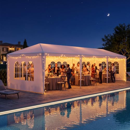 Image of Outdoor Tent for Parties (5 Sidewalls-White 10x30)
