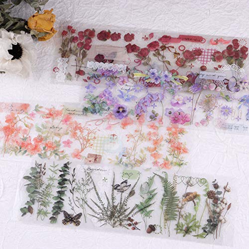 image for RisyPisy 4 Themes Sticker Set, 12 Sheets Flower Plant Style PET Decora