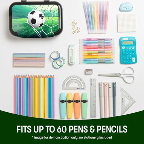 Image of ZIPIT Recycled Plastic Pencil Box for Boys, 2-Compartment Case, Soccer