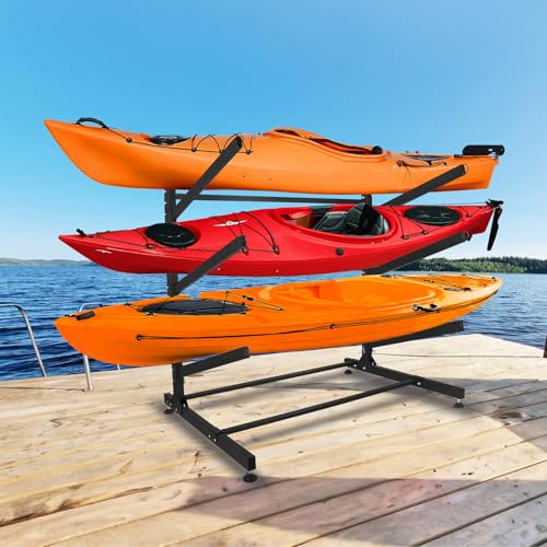 Wemily Freestanding Kayak Storage Rack – Vertical 3 -Tier Organizer