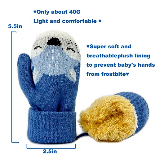 Toddler Kids Warm Thick Knitted Fnger Mittens with String for 1-3 Years Kids (6 Colors)3