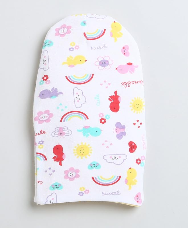 BUMZEE Peb9541 czapka dziewczęca, dwustronna, bawełna, biała i żółta, 2 sztuki