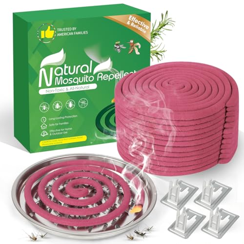 Extra Strong Mosquito Repellent Coils, 24 Pack Large Outdoor Coils Insect Repellent DEET Free,