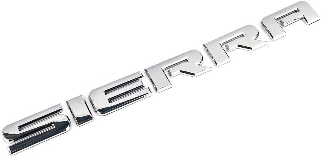 1PC Chrome Sierra Nameplate Alloy Letter Emblem Badge Glossy for Sierra, 2500Hd 3500Hd 2007 to 2019