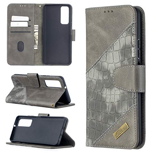 Étui en cuir PU Huawei P Smart 2021 élégant et durable avec porte-cartes gris