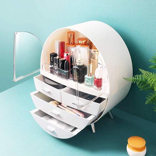 Makeup Organizer Large Capacity Dustproof and Waterproof Cosmetic Organizer Box Fully Open Makeup Display Boxes,Makeup Caddy Holder for Bathroom, Countertop,Dresser (Grey)