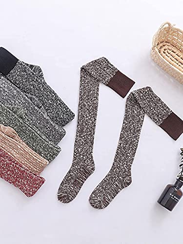 Image of Women's Thigh High Knitted Winter Boot Socks Vintage Extra Long Leg Warmer Over Knee High Stockings