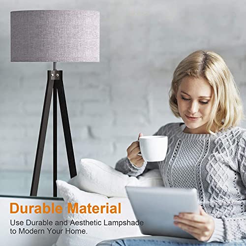 Lepower Wood Tripod Floor Lamp, Mid Century Standing Lamp, Modern Design Standing Lamp For Living Room, Bedroom, Study Room And Office, Flaxen Lamp Shade With E26 Lamp Base #TOP4