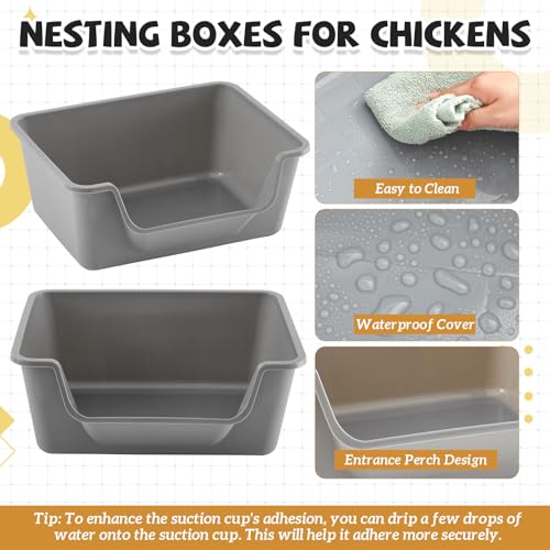6 Pack Washable Chicken Nesting Box, Floor Durable Chicken Coop Accessories Easy Clean Plastic Square for Hens Ducks and Poultry for Egg Collection Backyard - Image 4