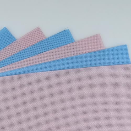 Image of KCS 4 /6 pc of 12 inch x 18 inch(30cmx45cm) 18CT Counted Cotton Aida Cloth Cross Stitch Fabric (6 pc, Light Blue+Pink)