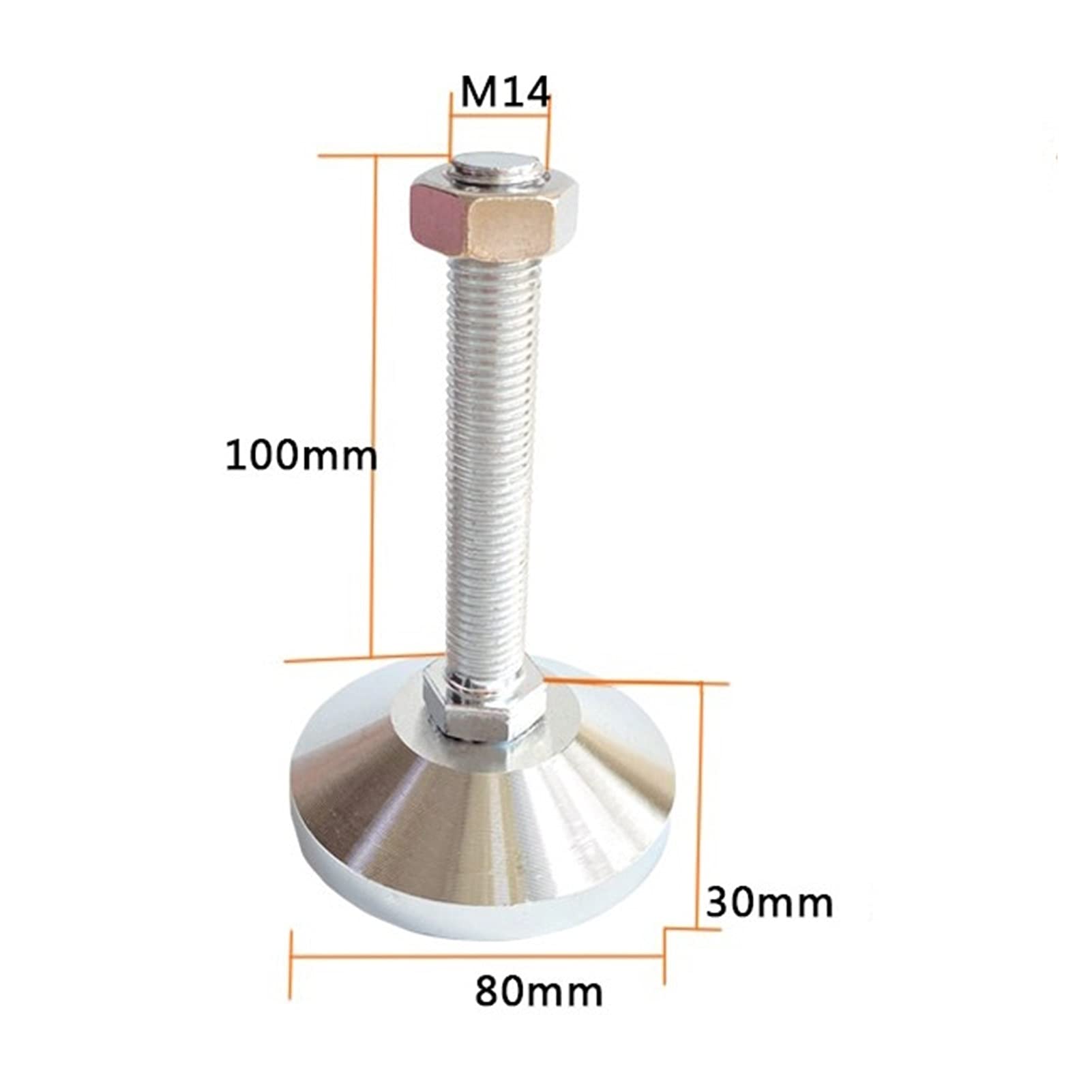 Patas ajustables, Patas para muebles, Pie nivelador ajustable de alta resistencia, pata niveladora for muebles, enderezador de pie con rosca completa, riel nivelador de base de 80 mm(D80 XM20X100mm)